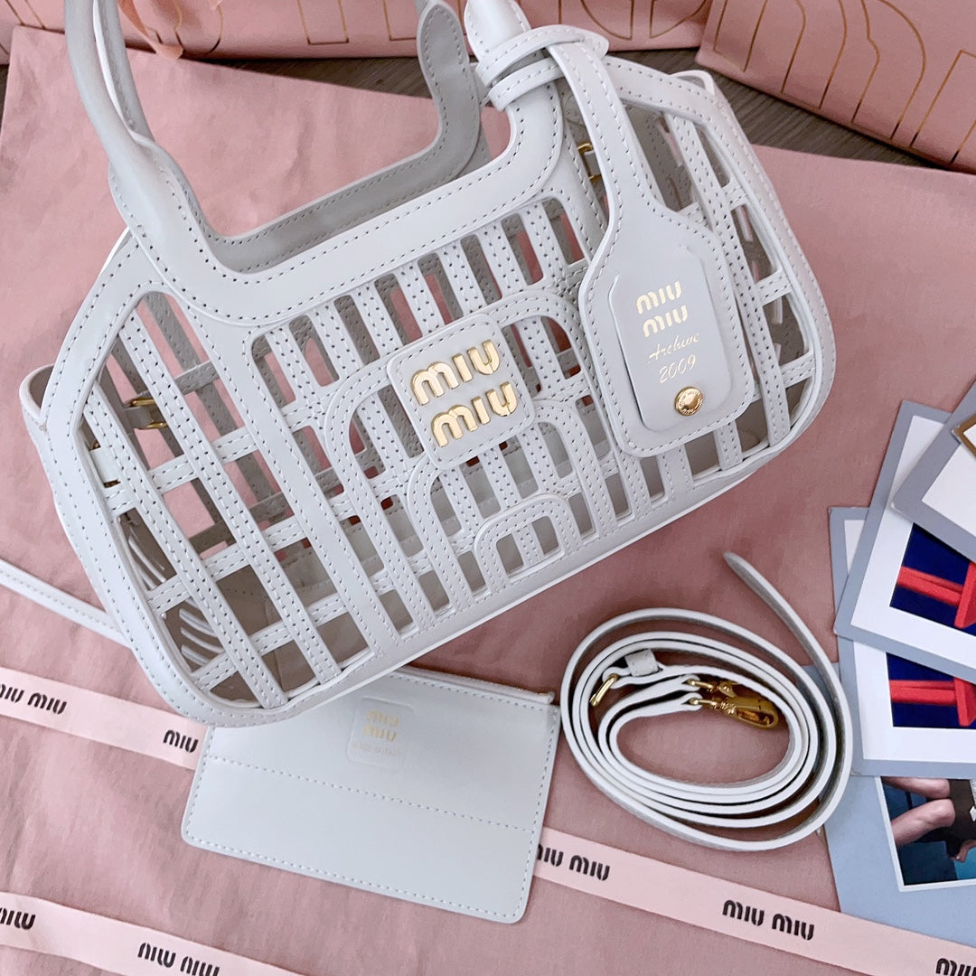 Chalk White Leather Basket