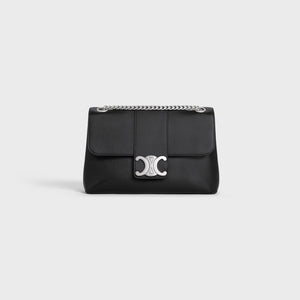 Black Medium CV Bag With Silver Finishing
