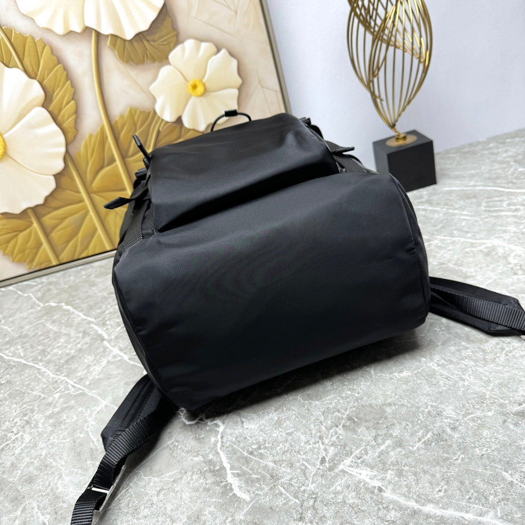 Black Re-Nylon & Leather Backpack