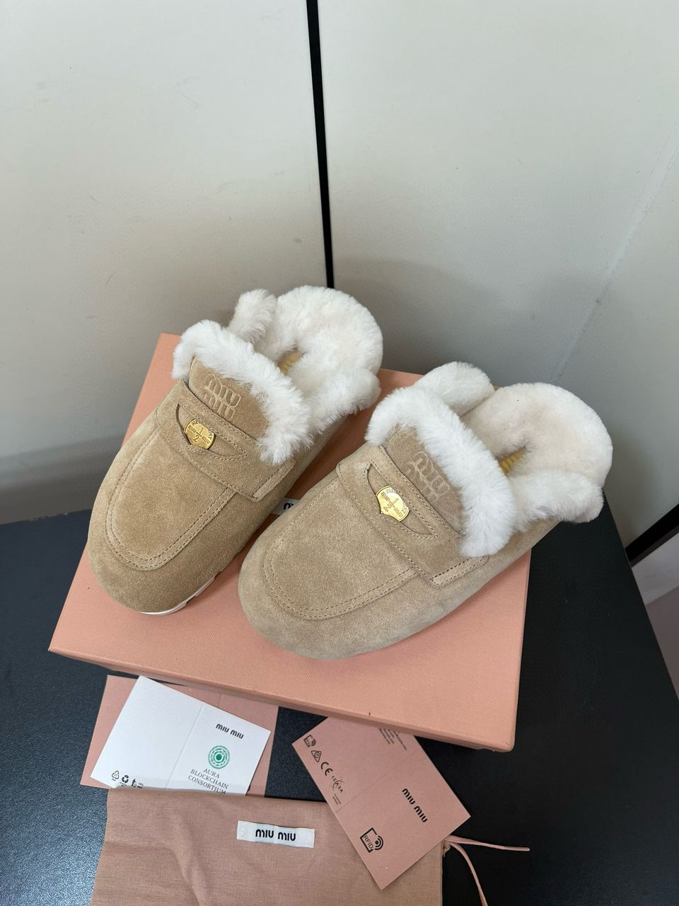 Ecru Suede Mules