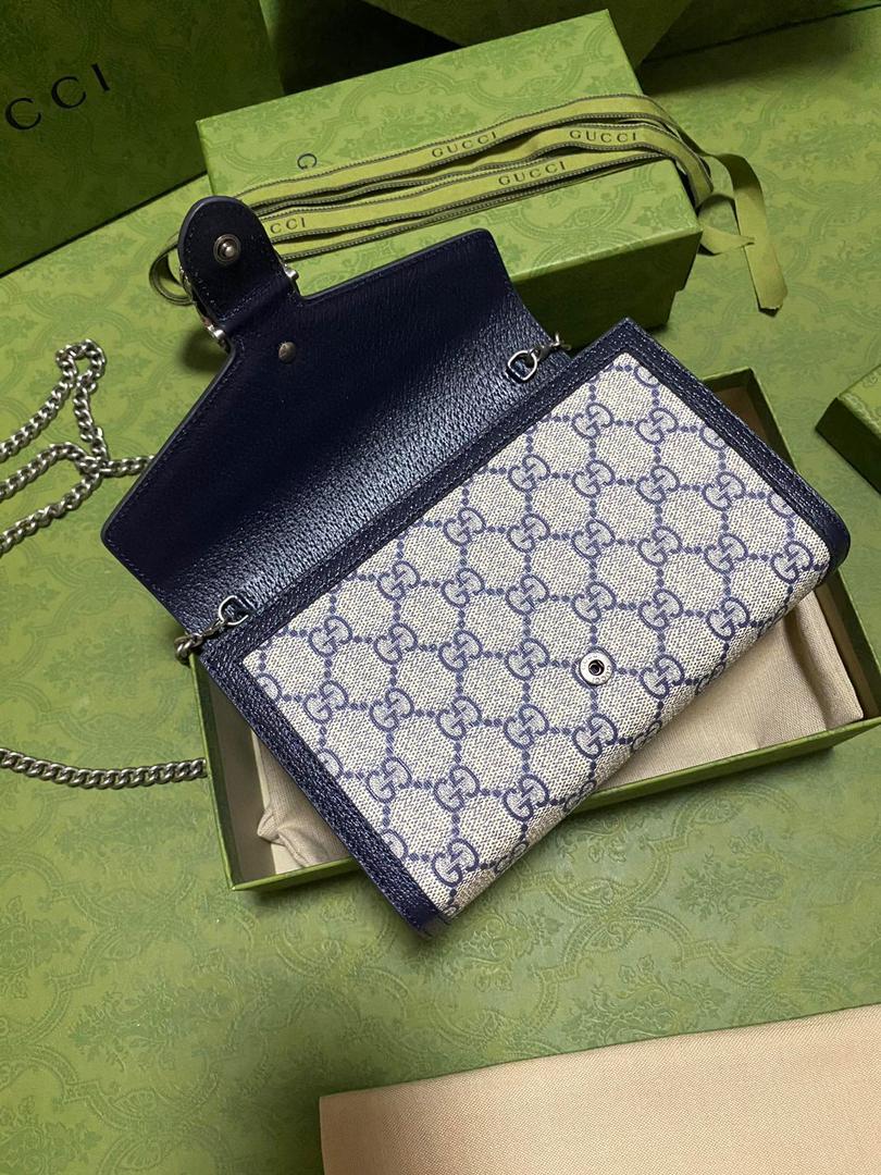 Beige & blue DG supreme chain wallet