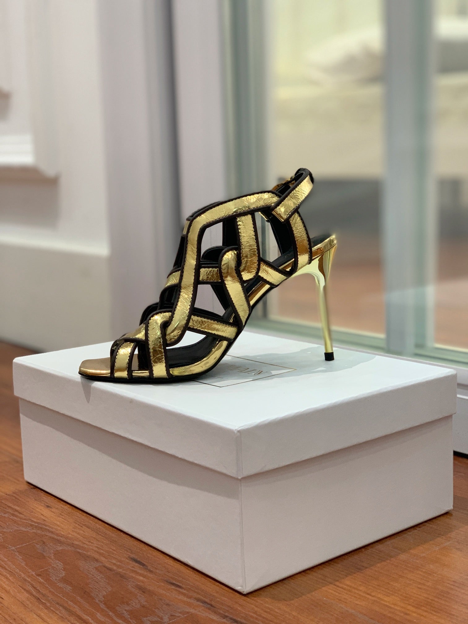 Gold & black BU strappy sandals