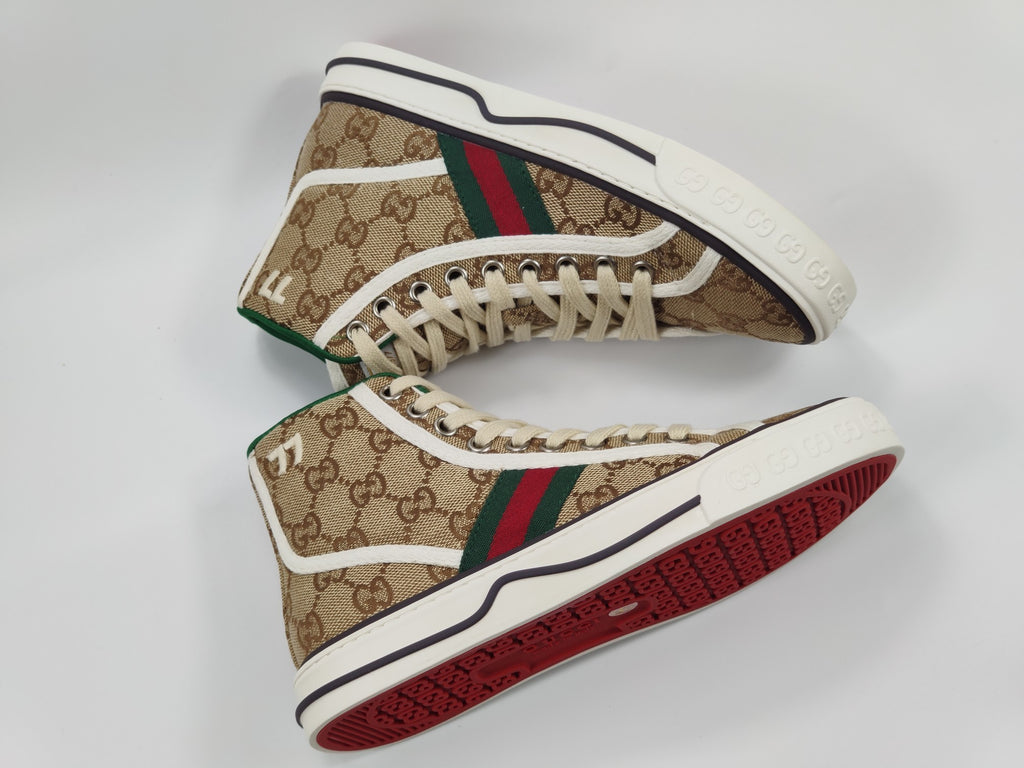 Women's Beige & ebony tennis high top sneaker