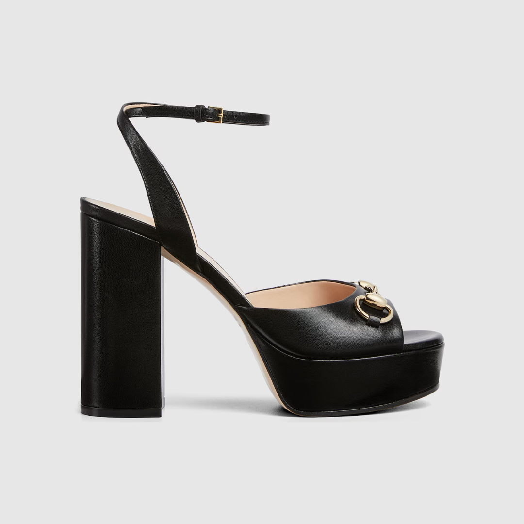 Black Horsebit Platform Sandal