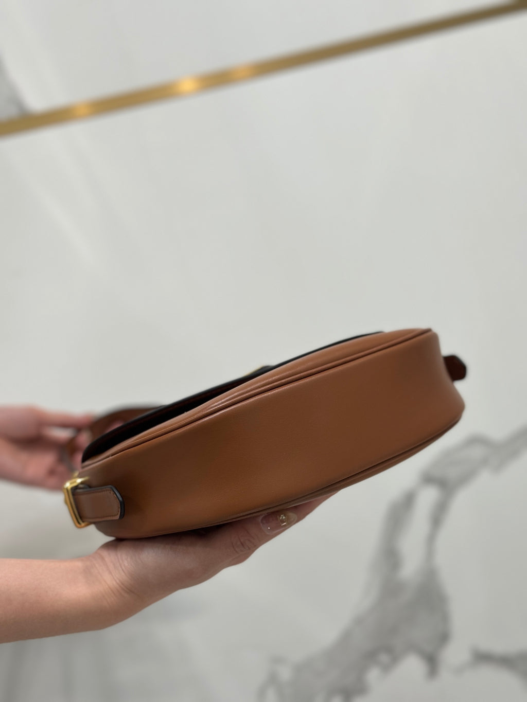 Cognac PA Leather Shoulder Bag With Flap