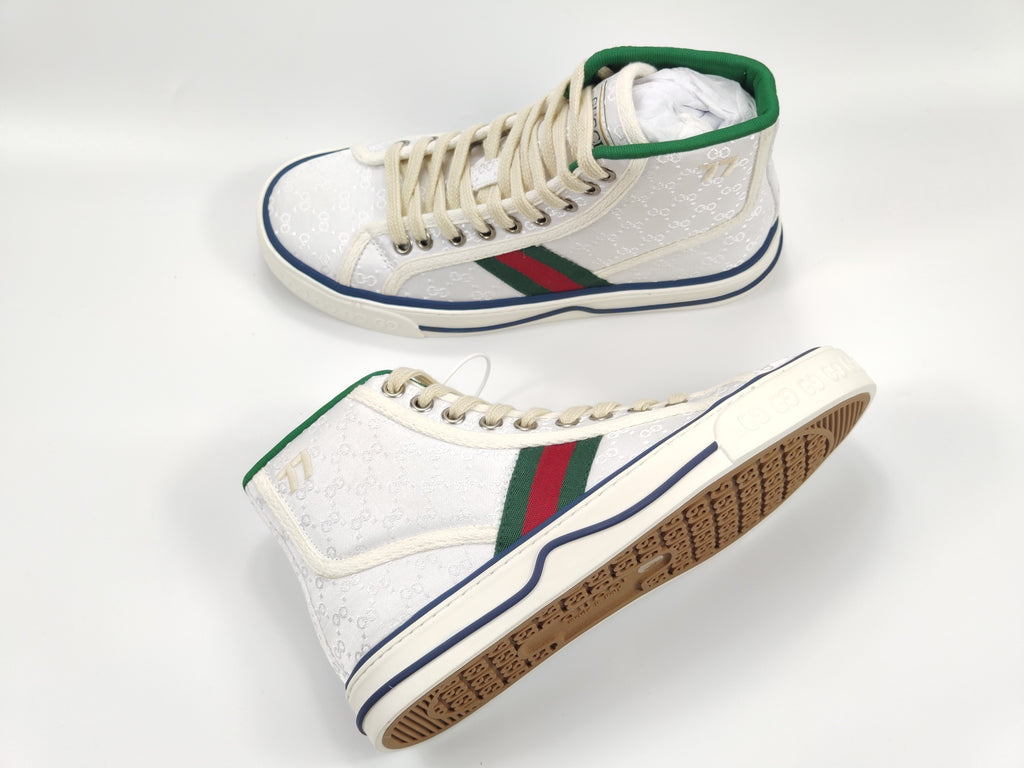 Women's White tennis high top sneaker