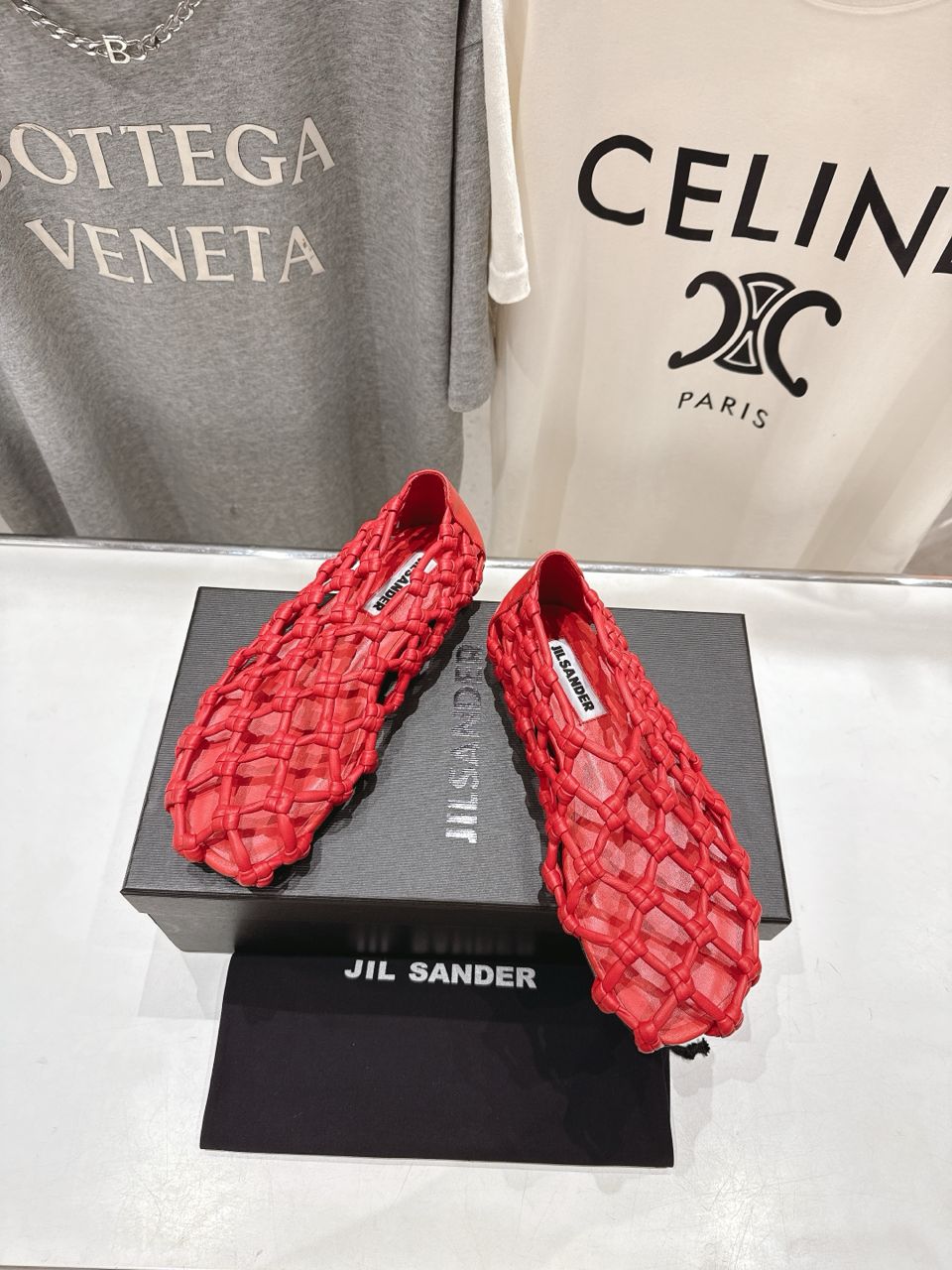 Red Knotted Leather Flats