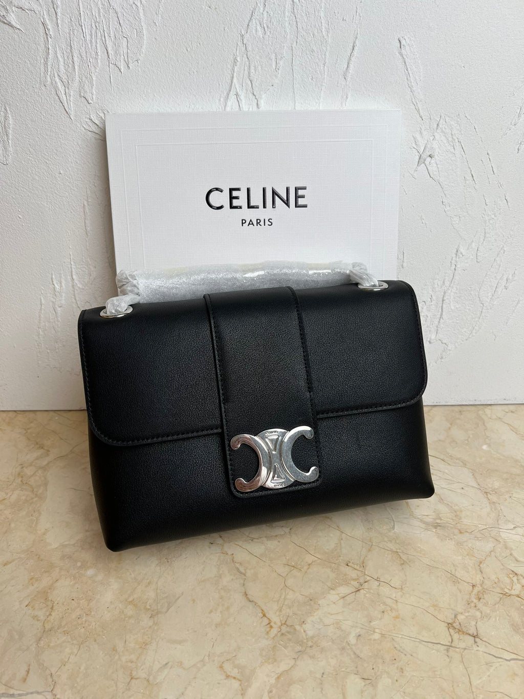 Black Medium CV Bag With Silver Finishing
