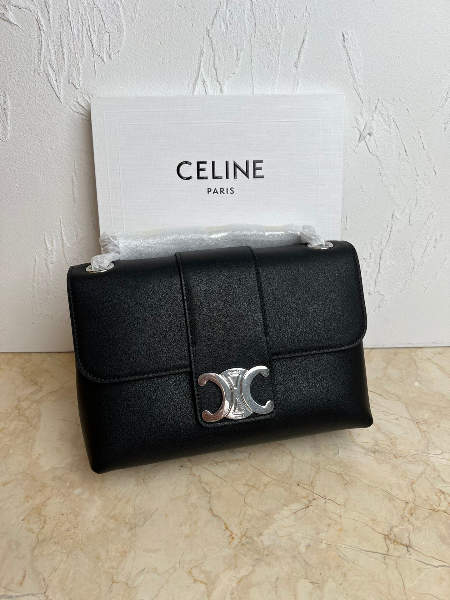 Black Medium CV Bag With Silver Finishing
