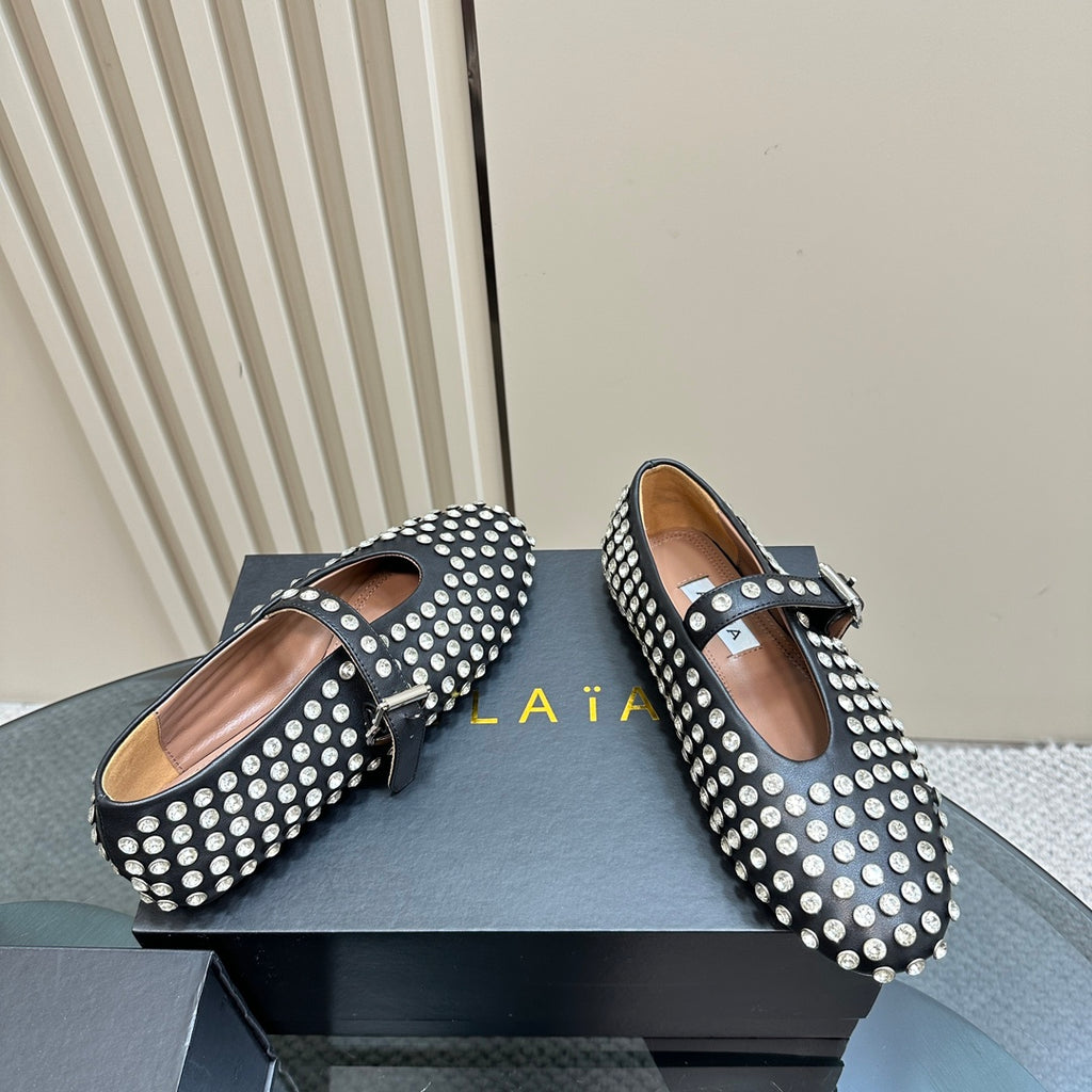 Black Strass Ballet Flats