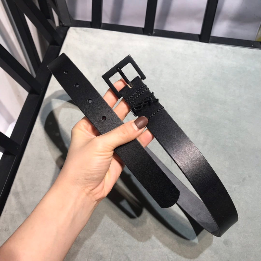 Black embellished leather belt