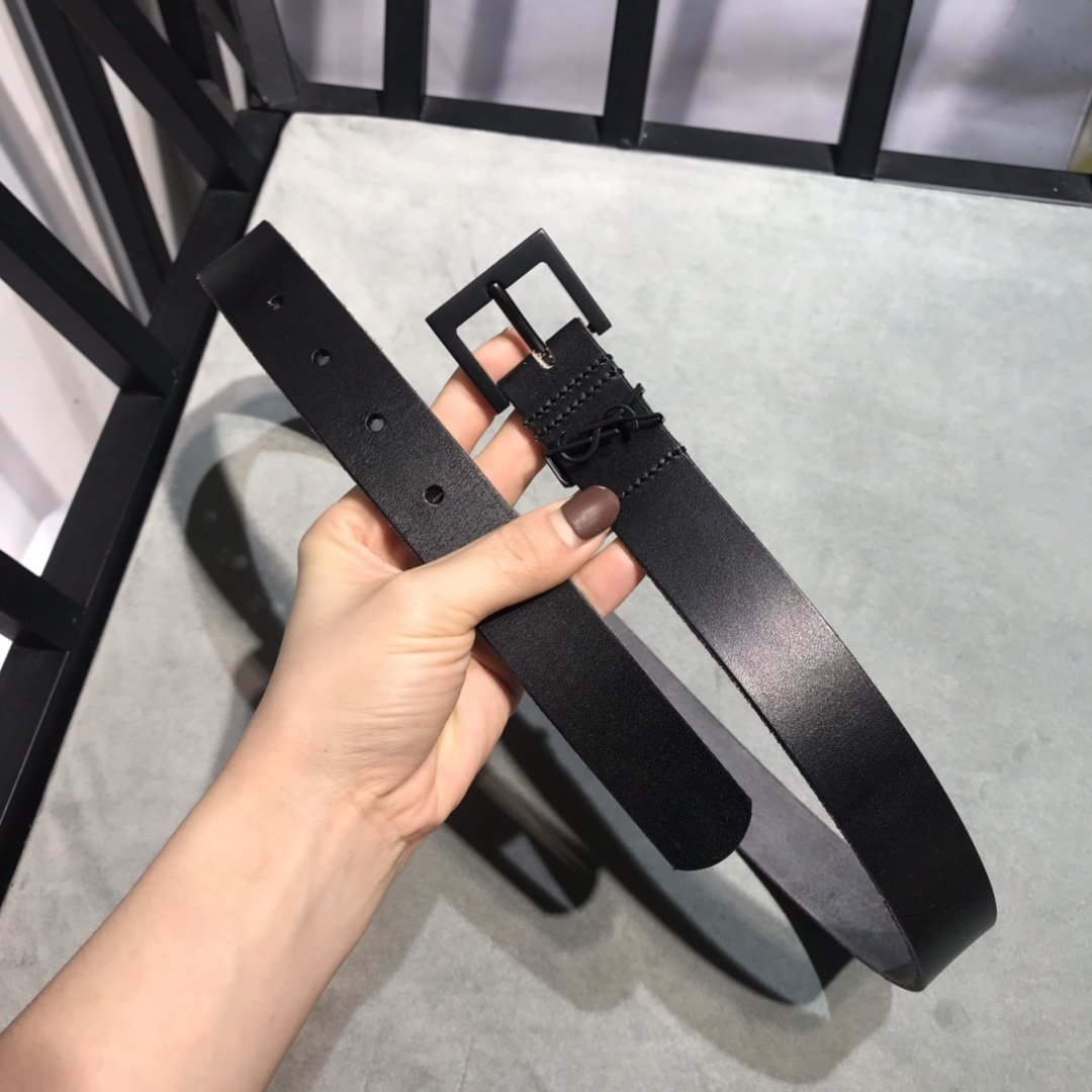 Black embellished leather belt