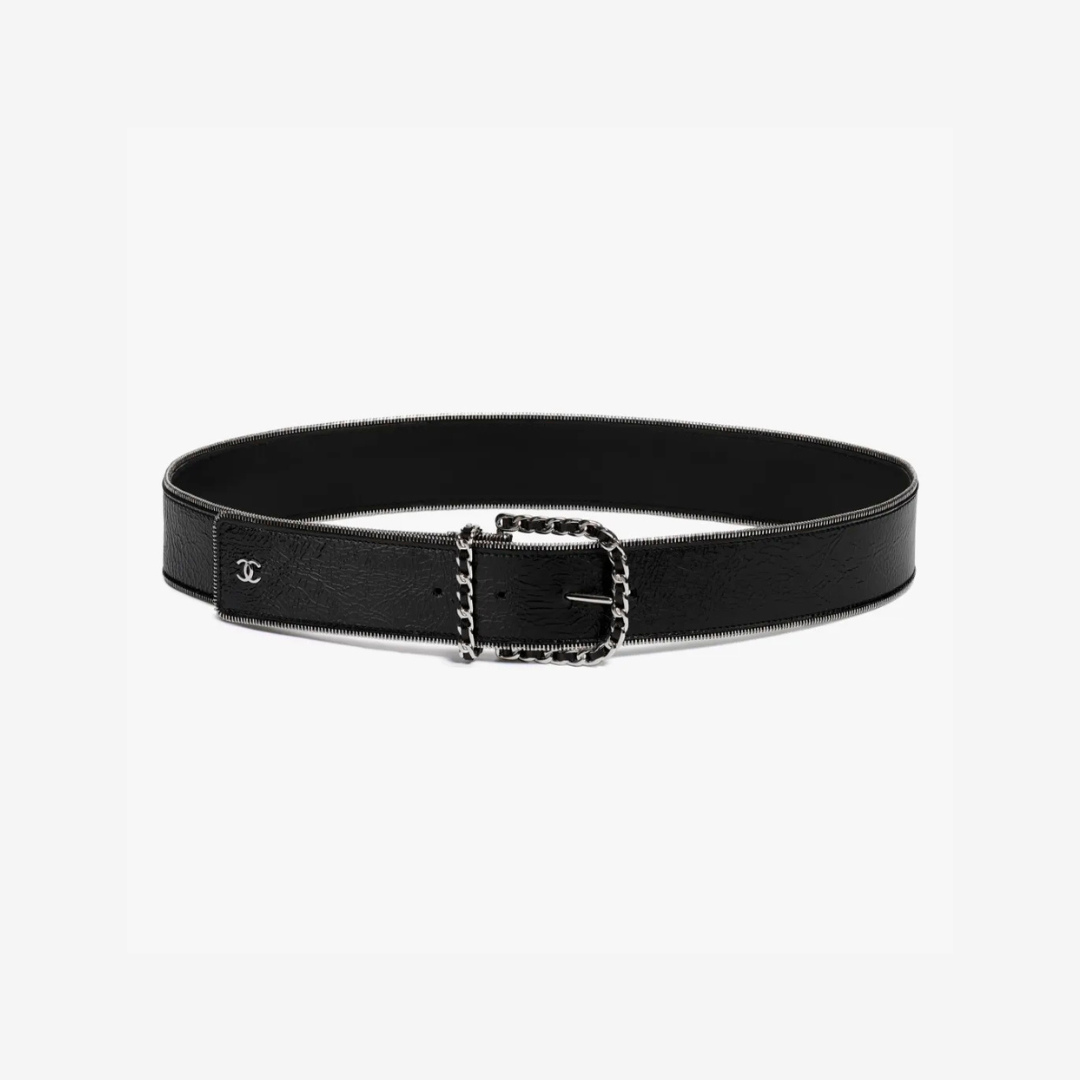Black & Silver Zipper Belt