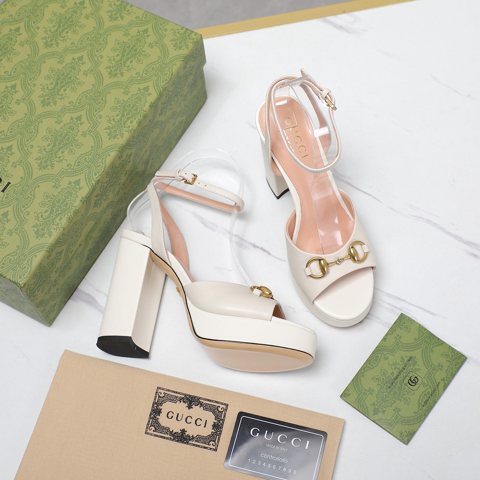 White Horsebit Platform Sandal