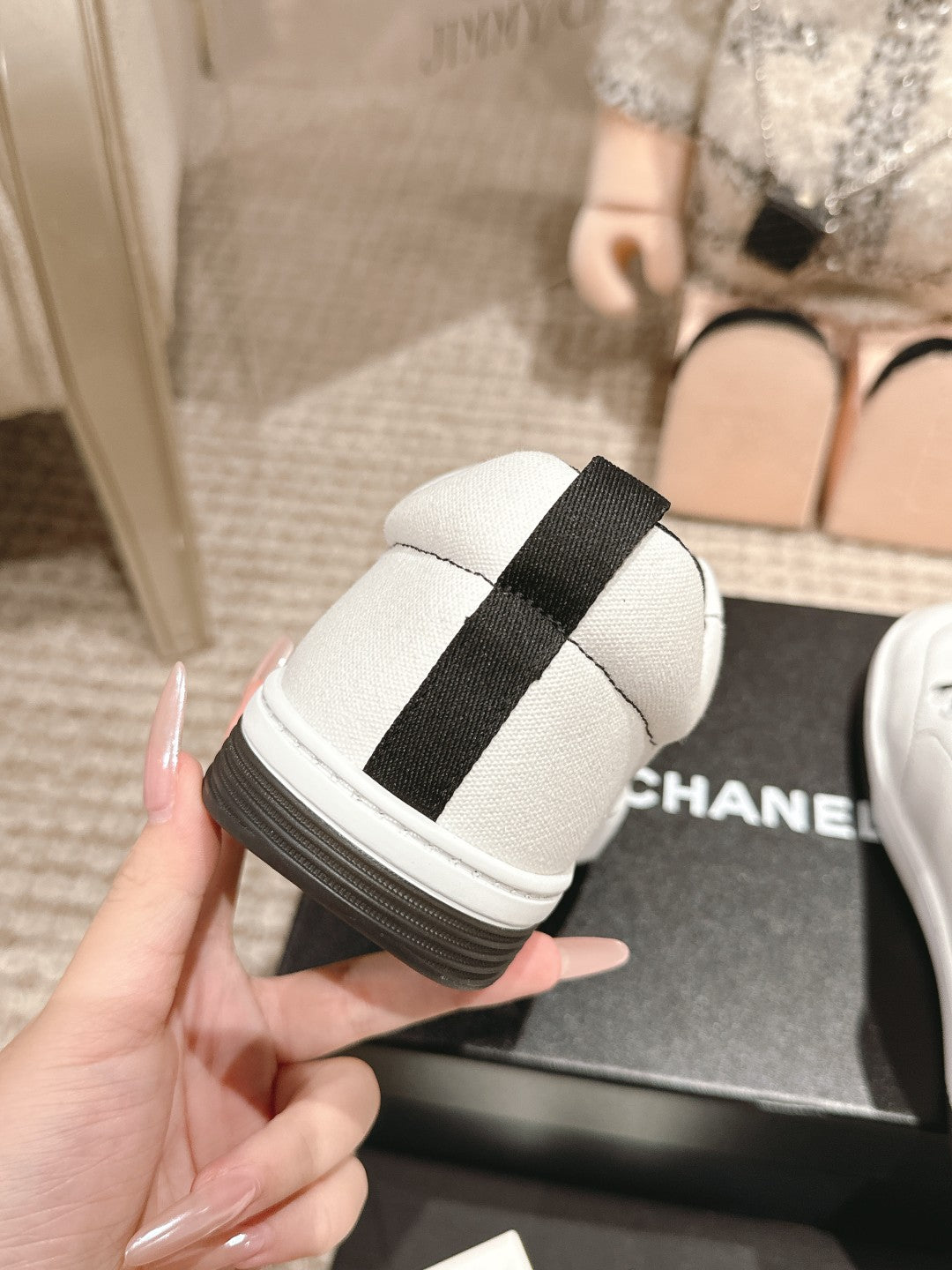 White & Black Cotton Trainers