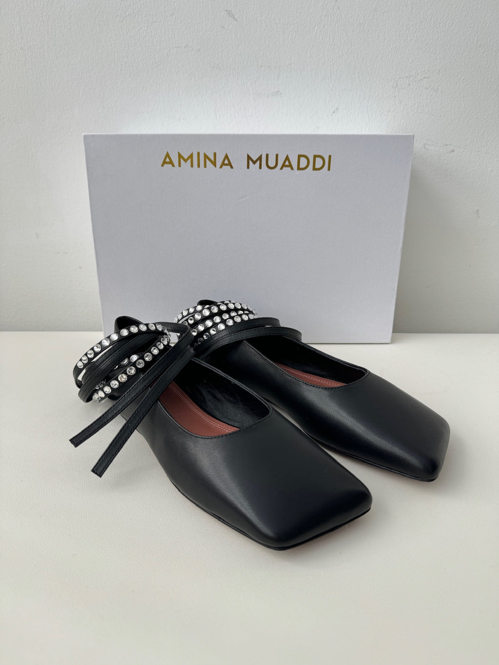 Black Ane Lace Up Flat