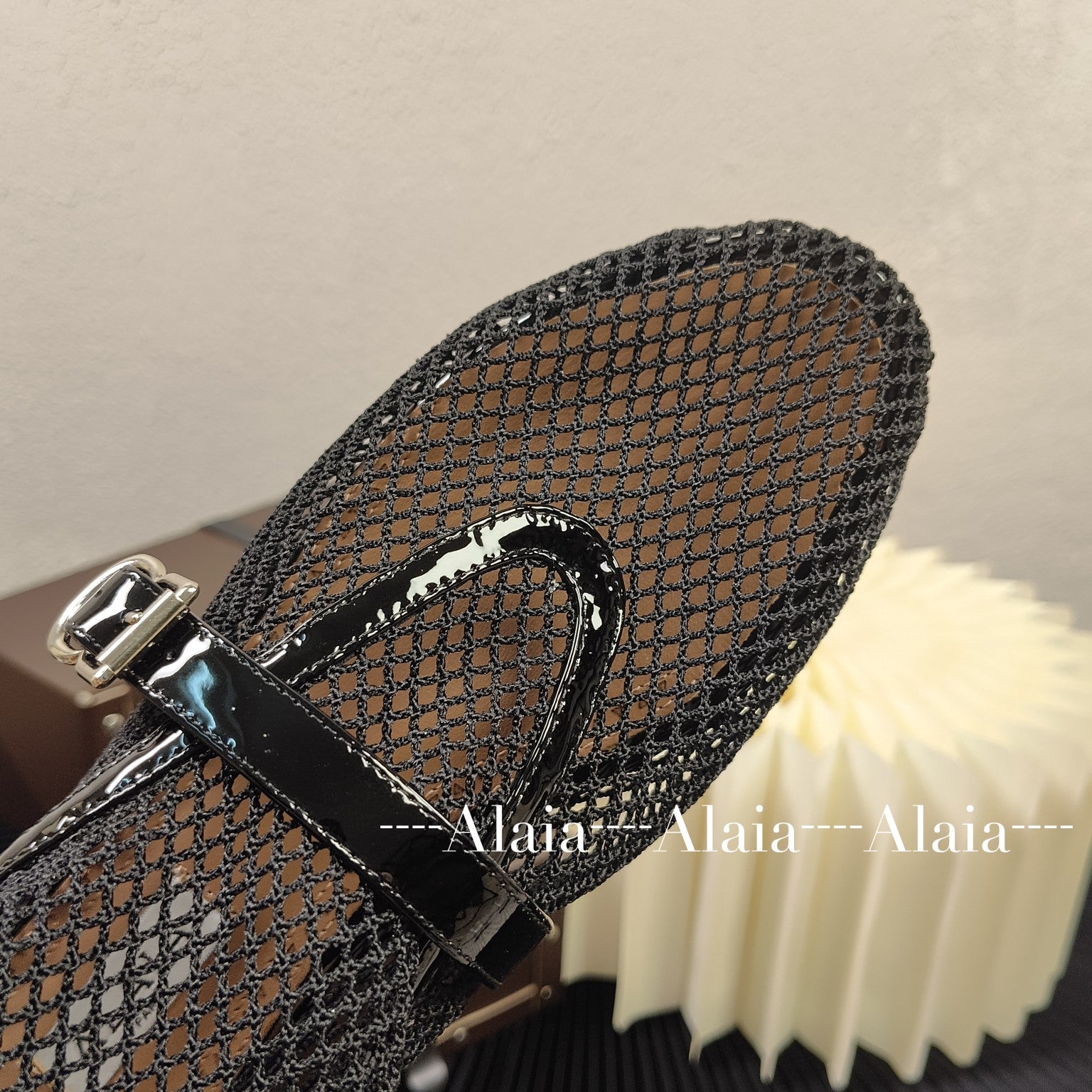 Black Fishnet High Ballet Flats