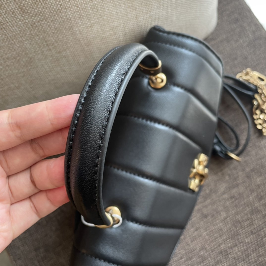 Black TK quilted small satchel