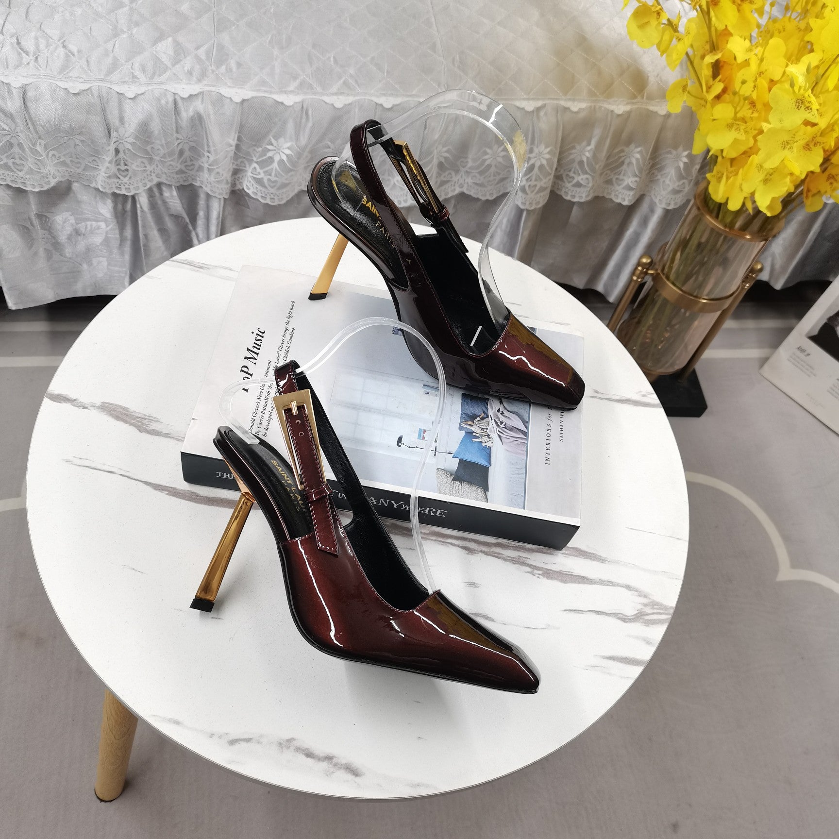 Marron Glace Lee Slingback Pumps