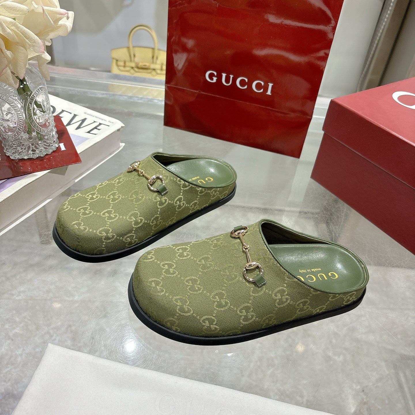 Dark Green Mule With Horsebit