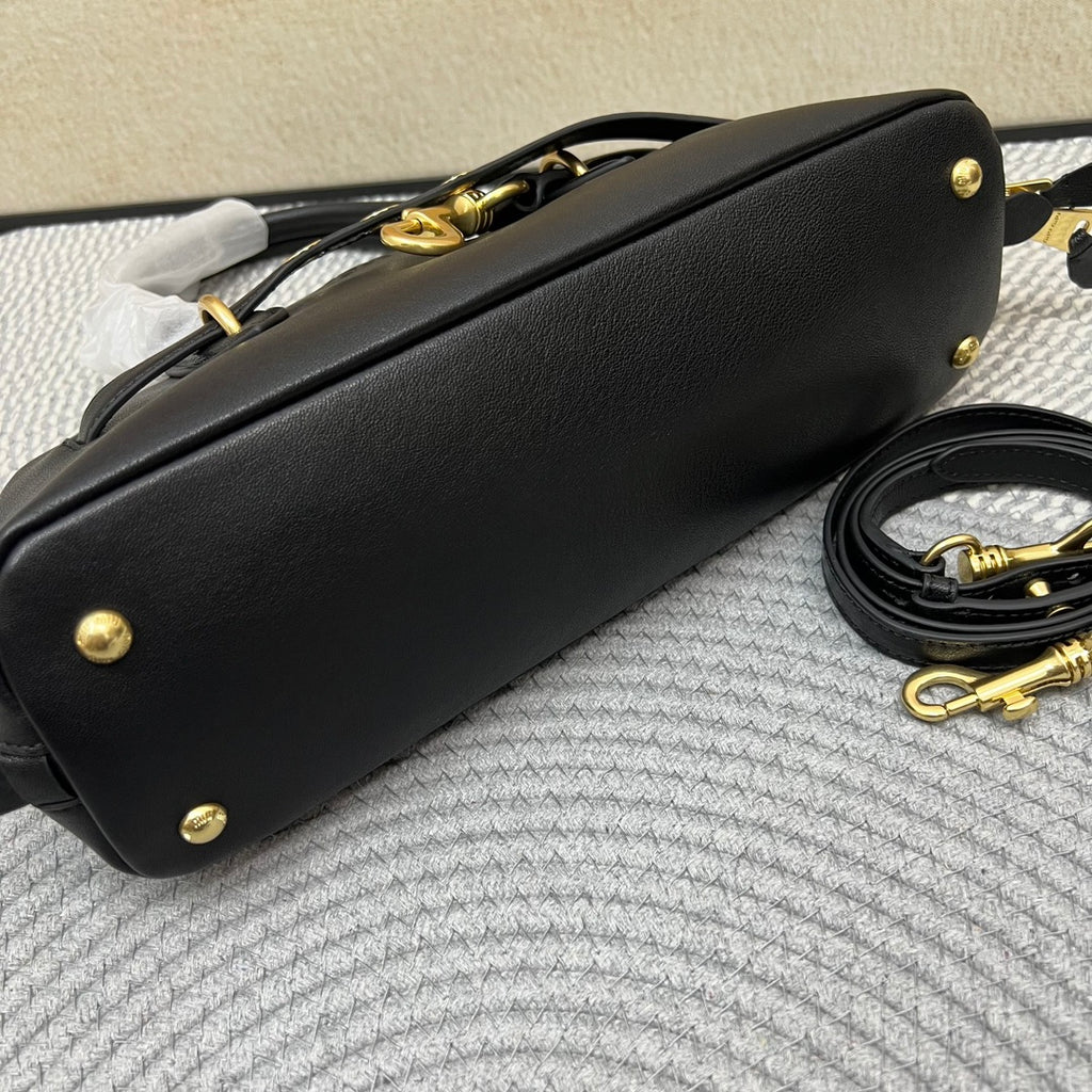 Black Aventure Leather Top-Handle Bag