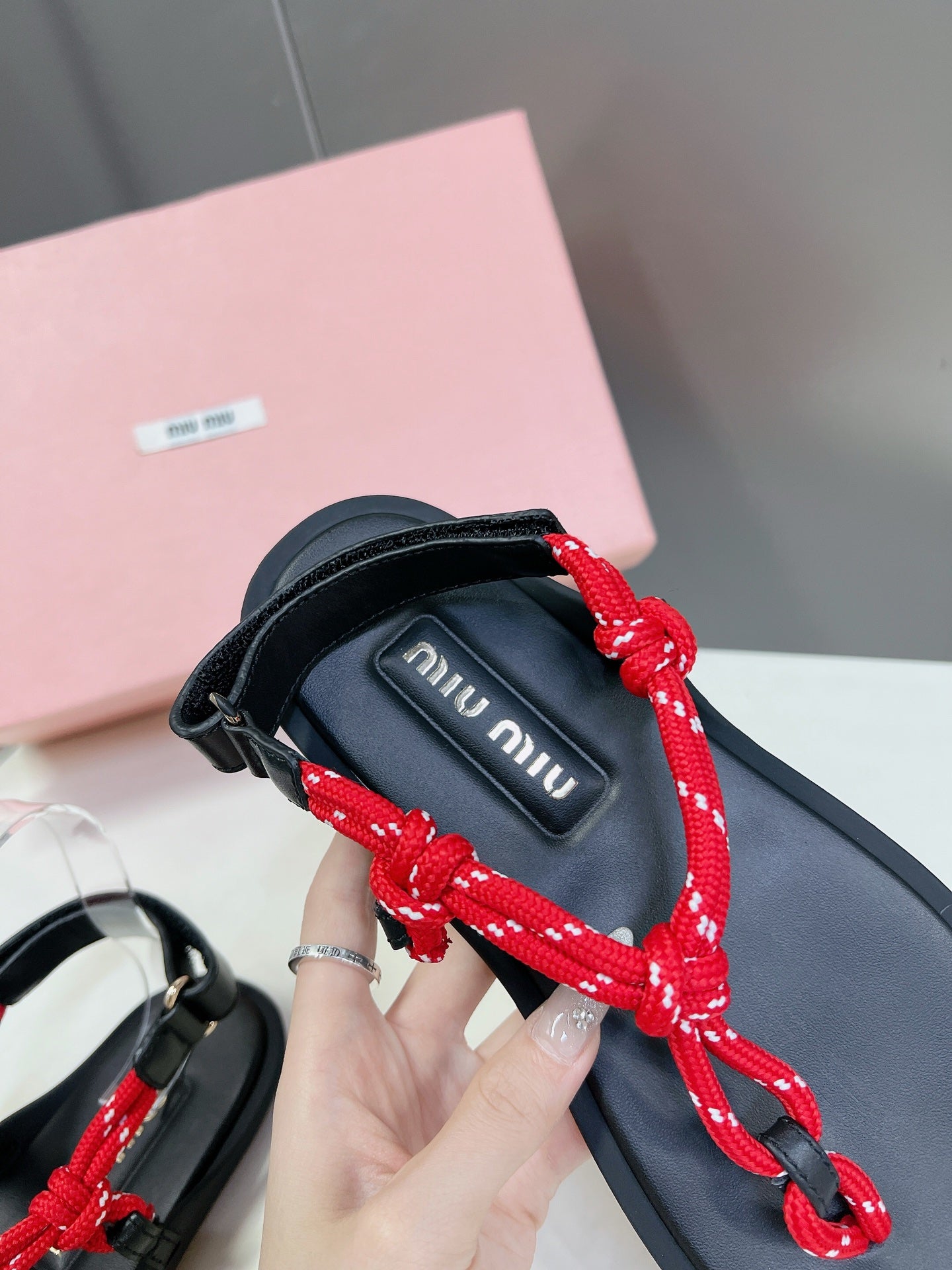Red Riviere Cord & Leather Sandals
