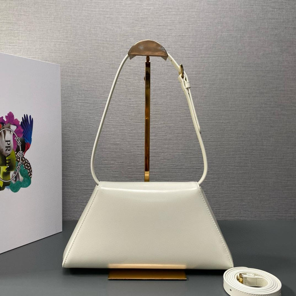 White Medium Brushed Leather Handbag