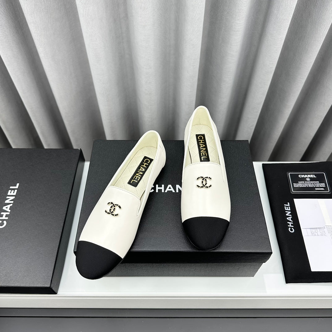 White & Black CC Moccasins