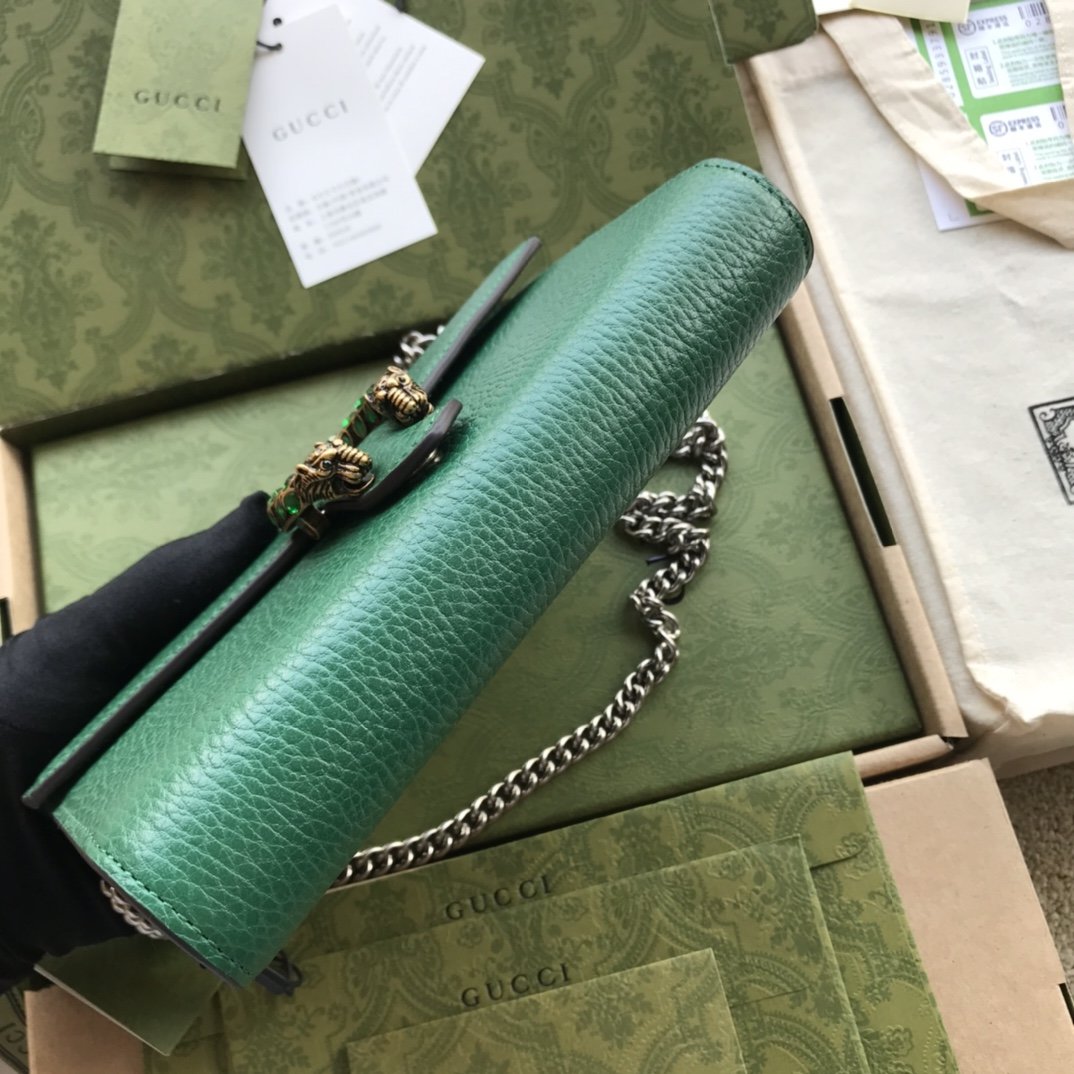 Emerald green DG mini leather chain wallet