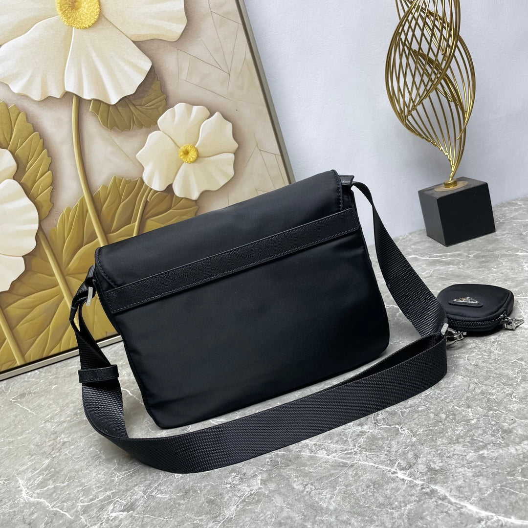 Black Re-Nylon Shoulder Bag