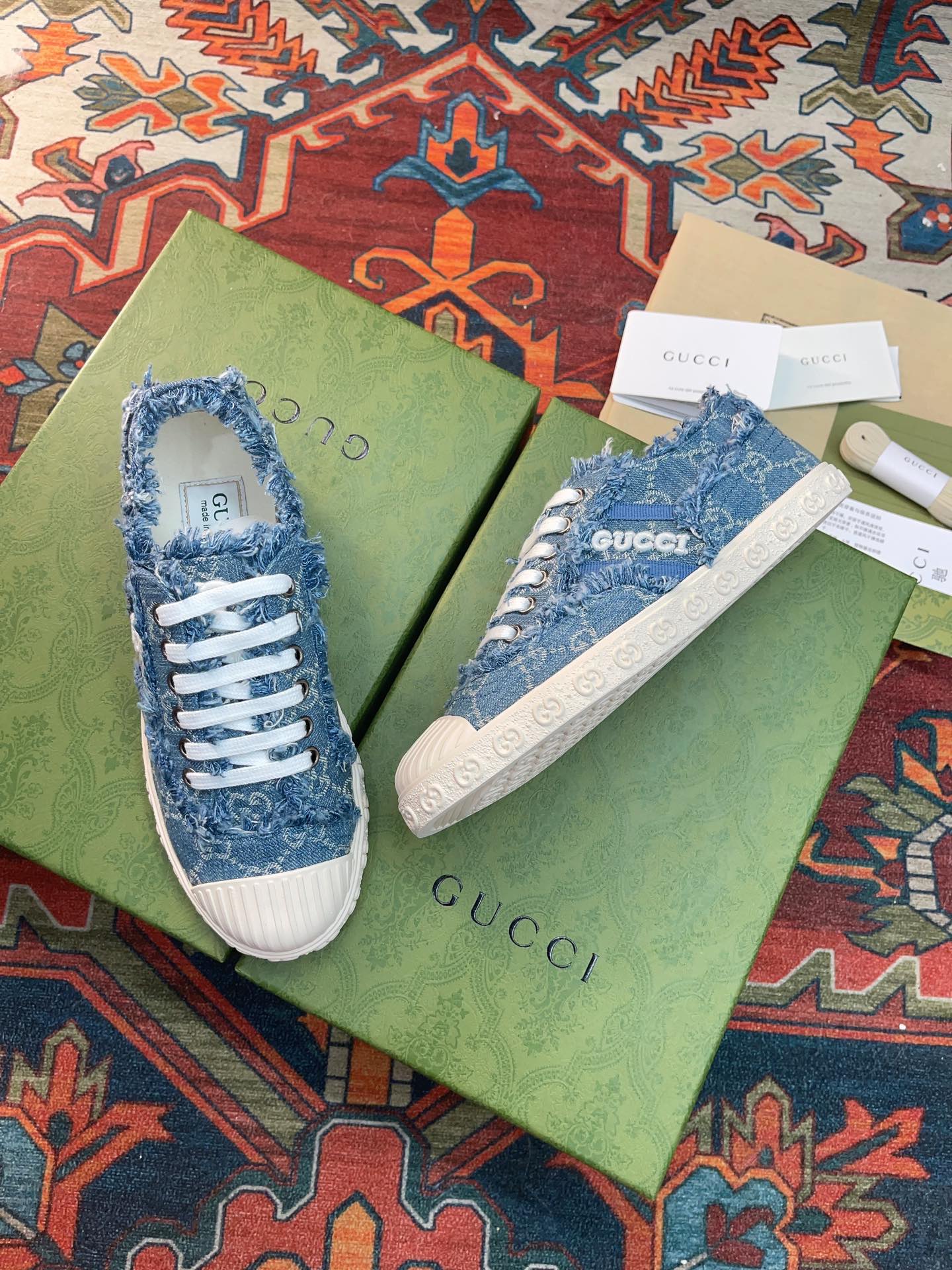 Men's Light Blue GG Denim Sneaker