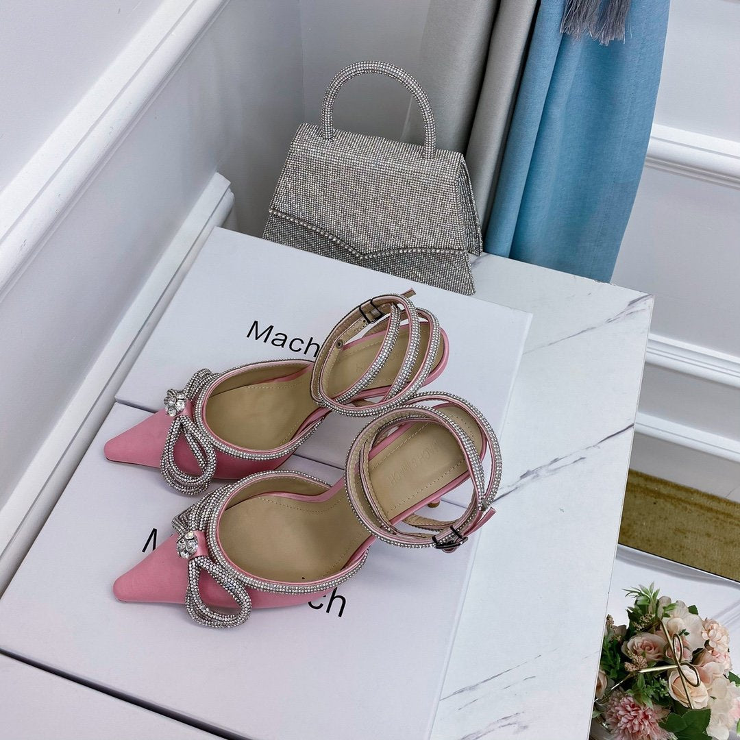 Pink double bow pumps