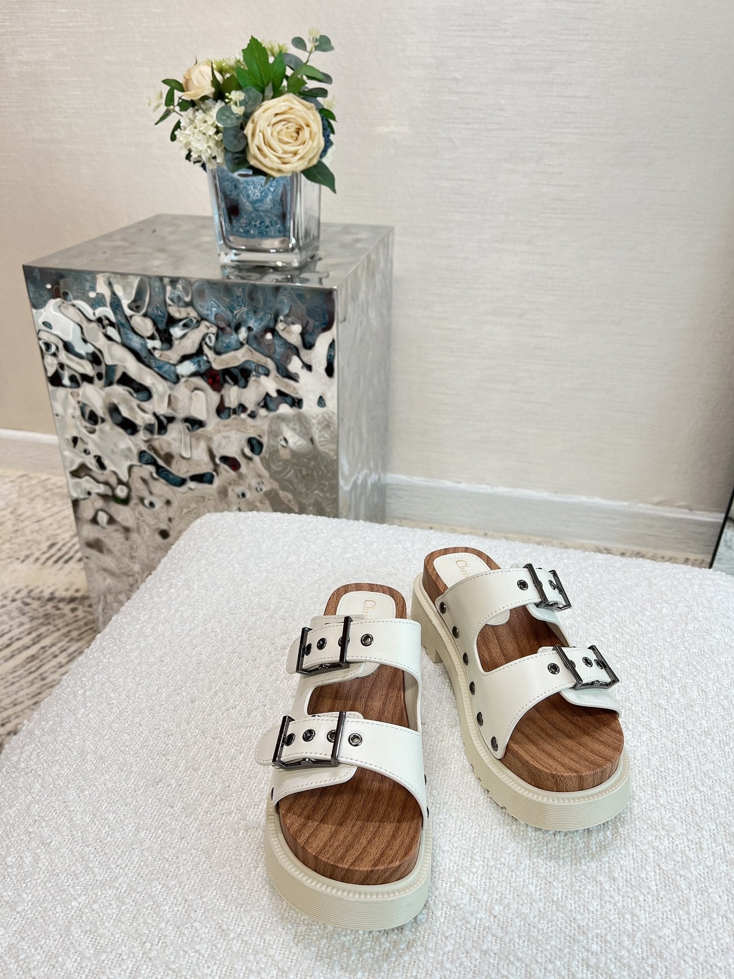 White DQ strap sandal