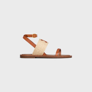 Beige & Tan CL Flat Strap Sandal