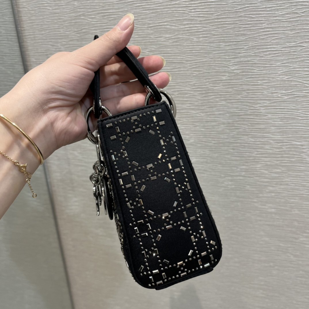 Black Strass Cannage Satin Mini LD Bag