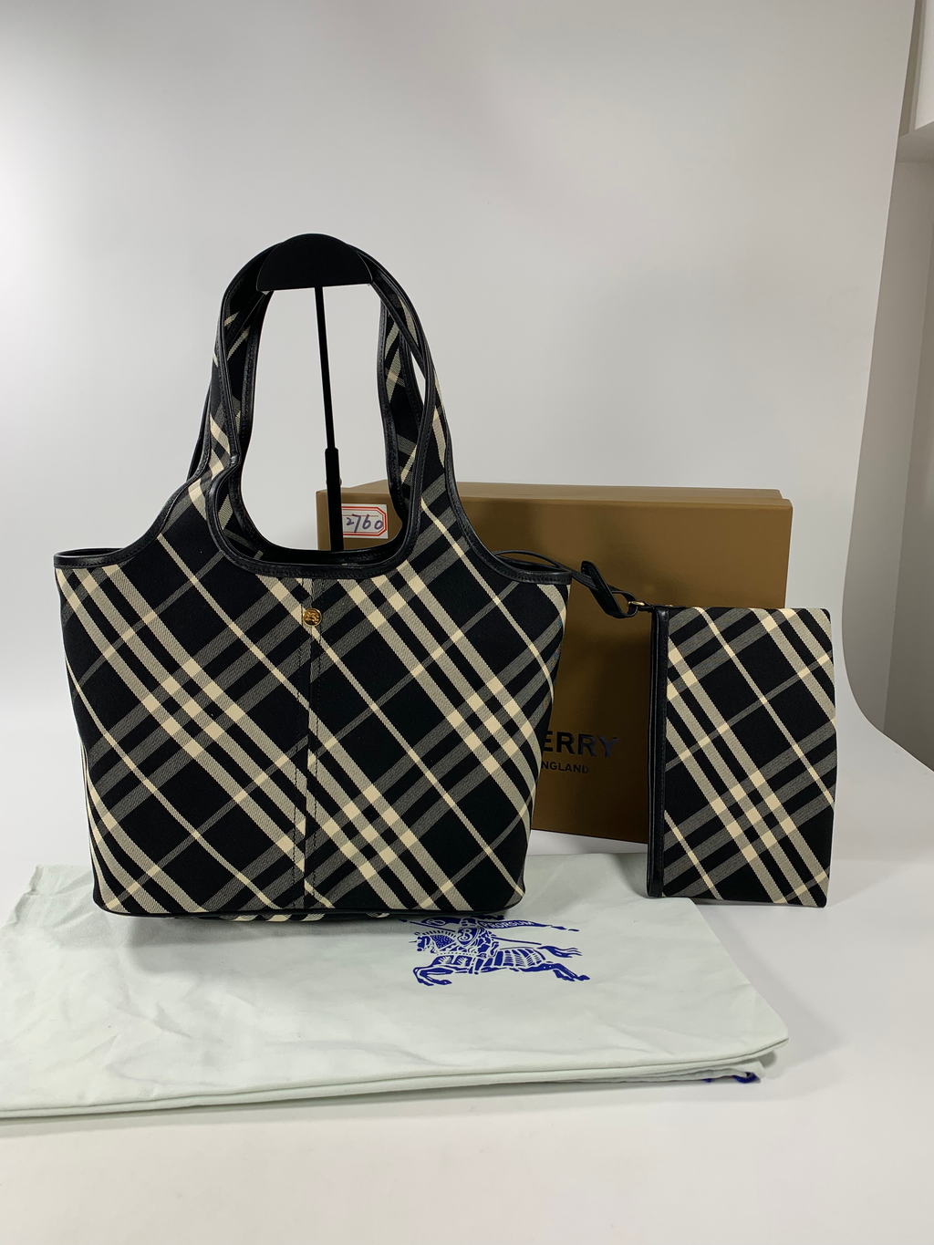 Black Small Check Tote
