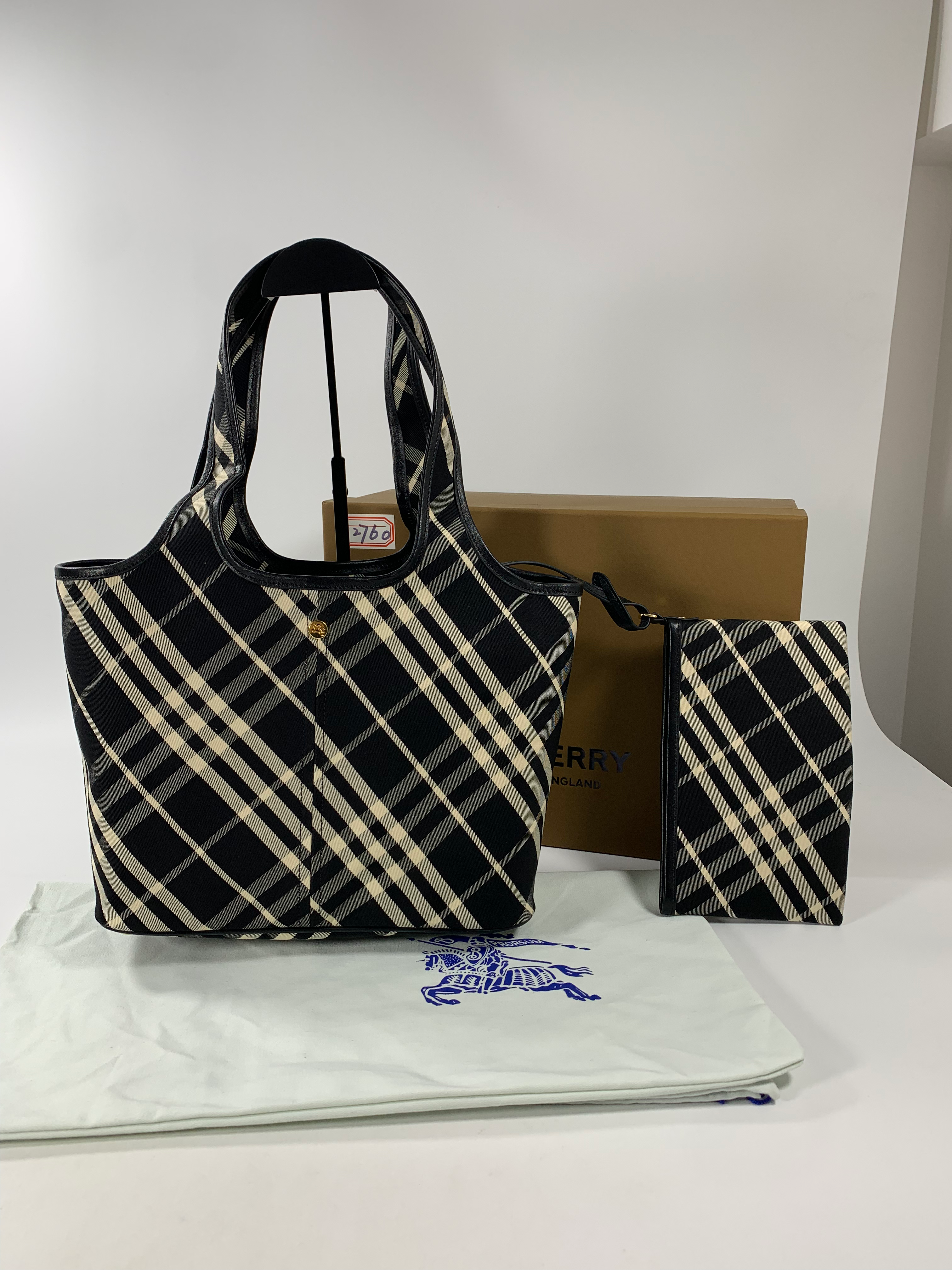 Black Small Check Tote