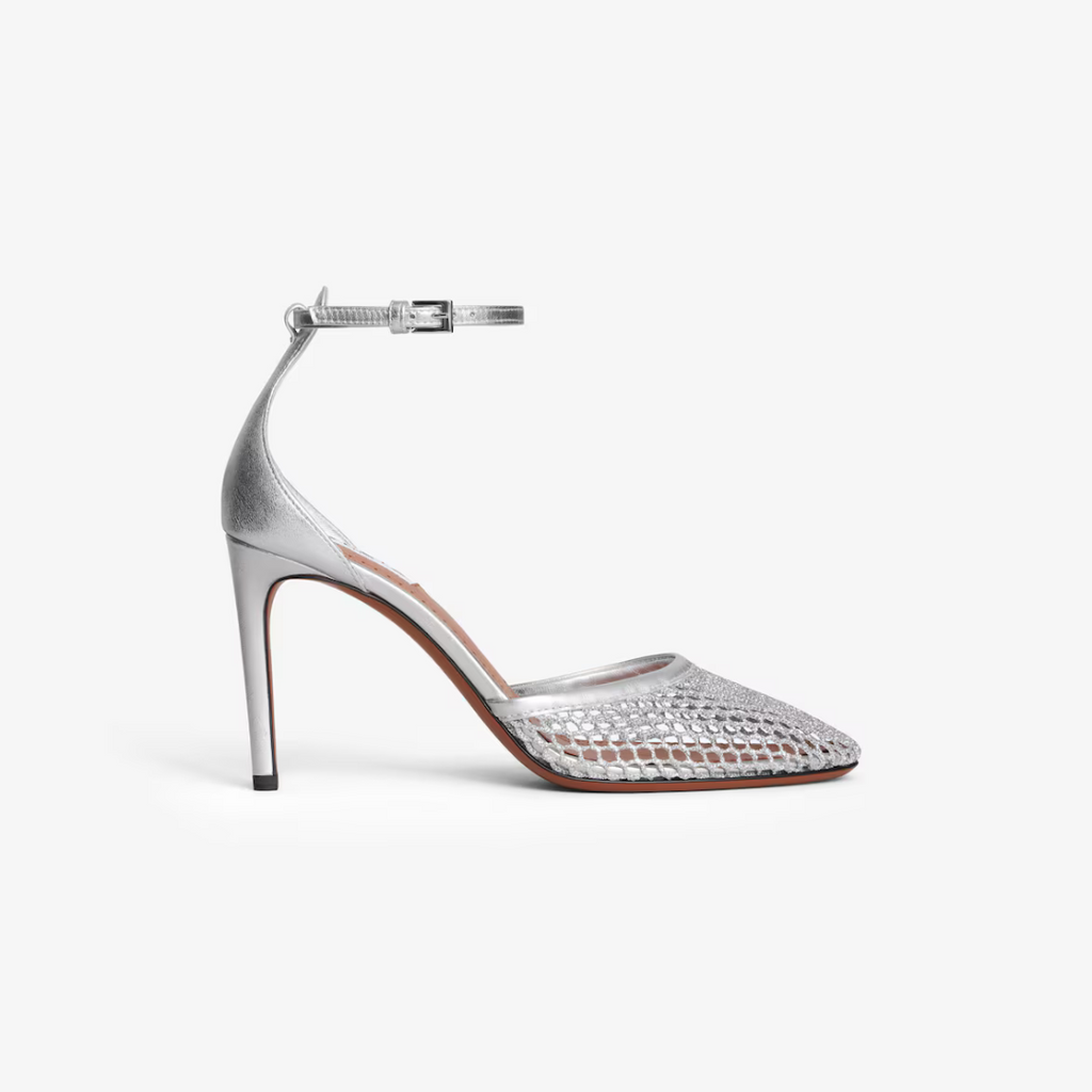 Silver High Fishnet Pumps