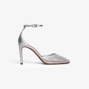 Silver High Fishnet Pumps