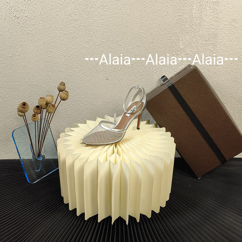 Silver High Fishnet Pumps