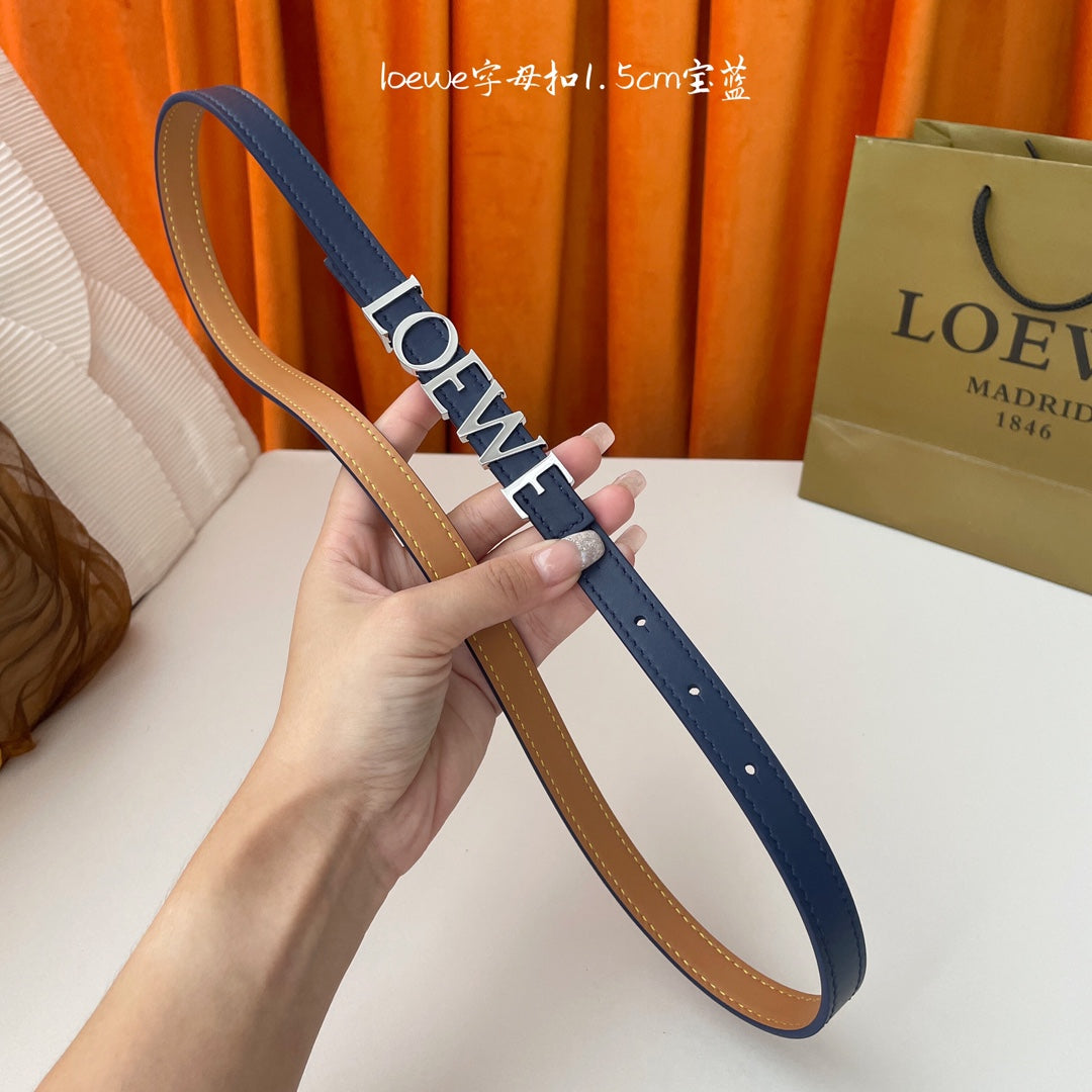 Abbys Blue/Palladio Belt In Smooth Leather