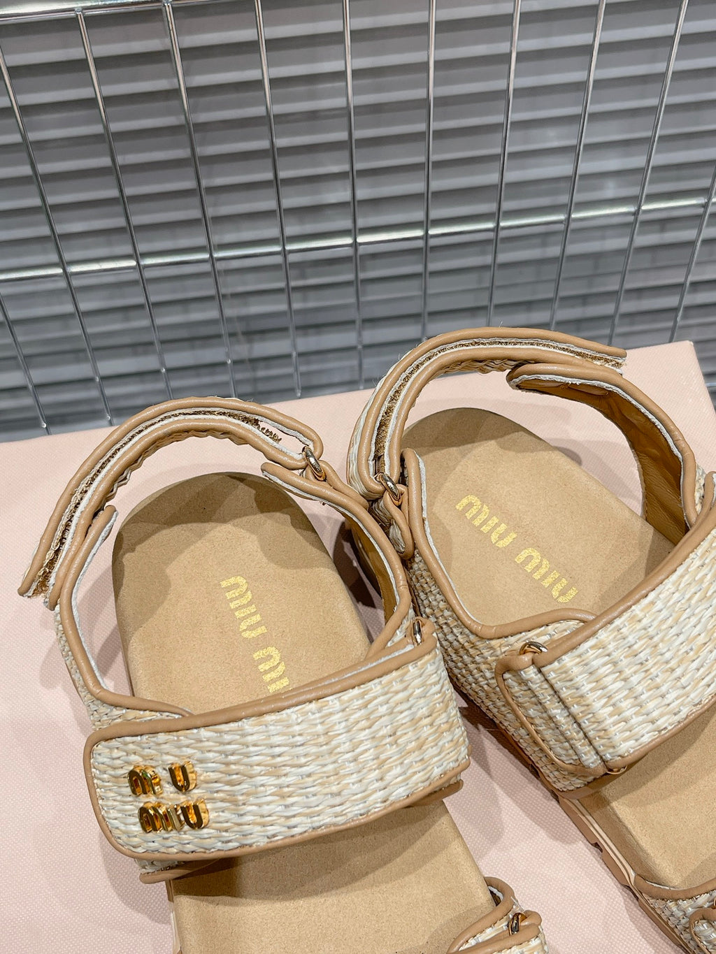 Natural Raffia-Effect Sandals