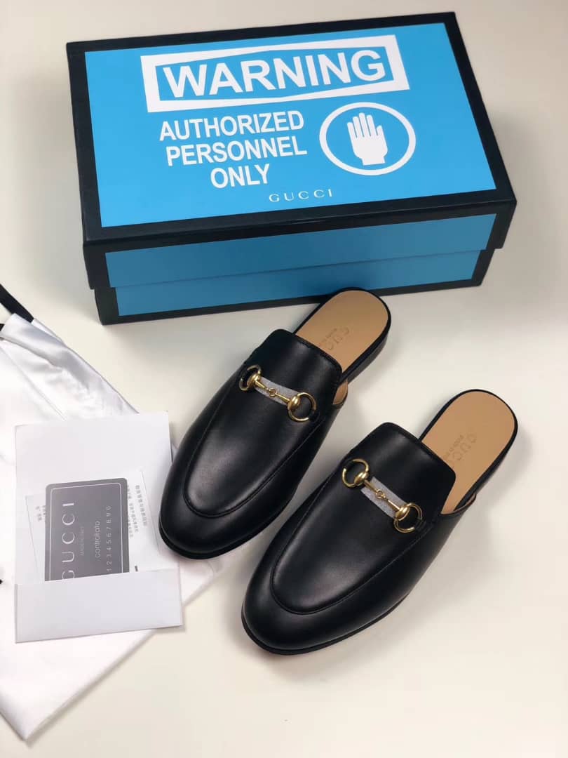 Black GP leather slippers
