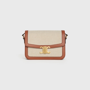 Tan & white medium triomphe bag