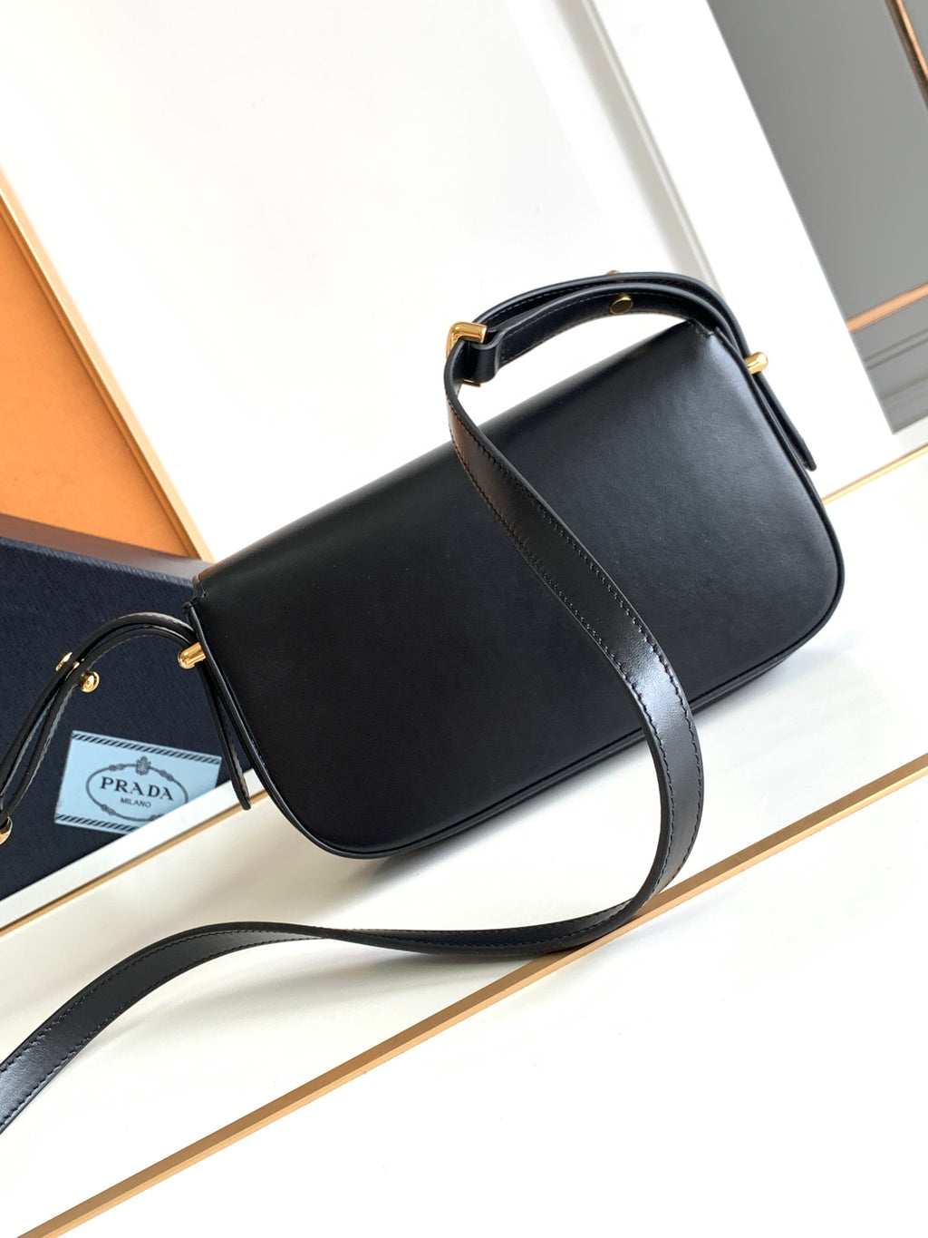 Black P Leather Shoulder Bag