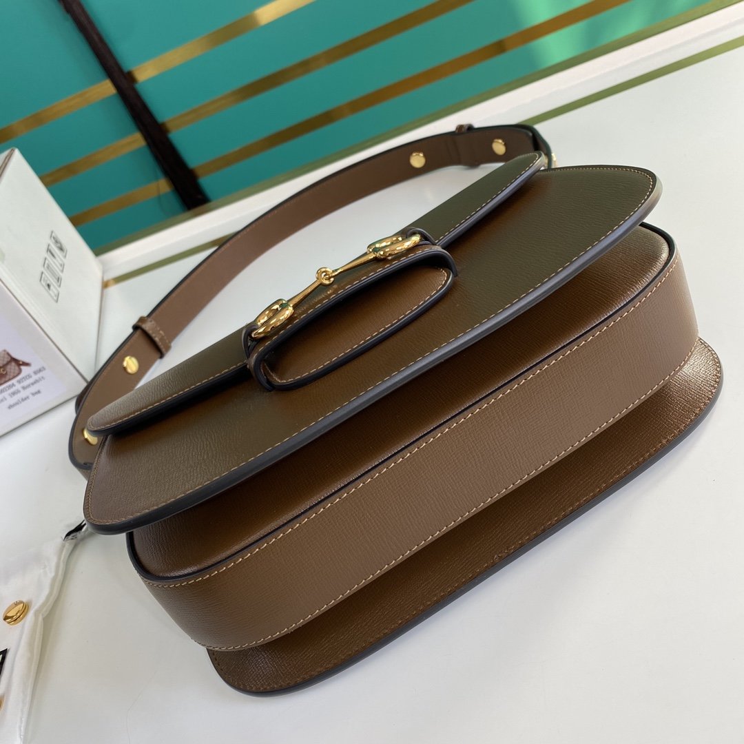 Brown GH detailed textured-leather shoulder bag