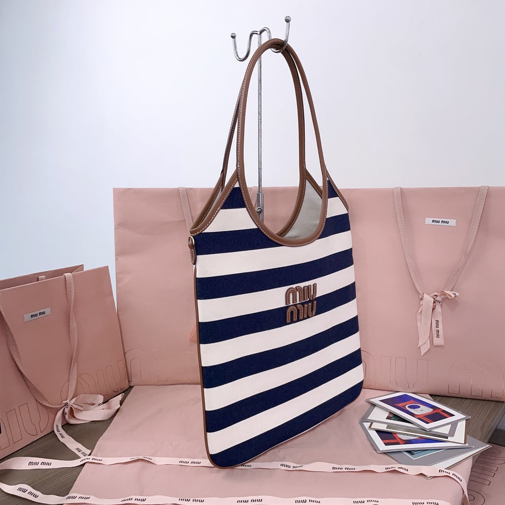 Blue/Beige IVY Canvas & Leather Bag