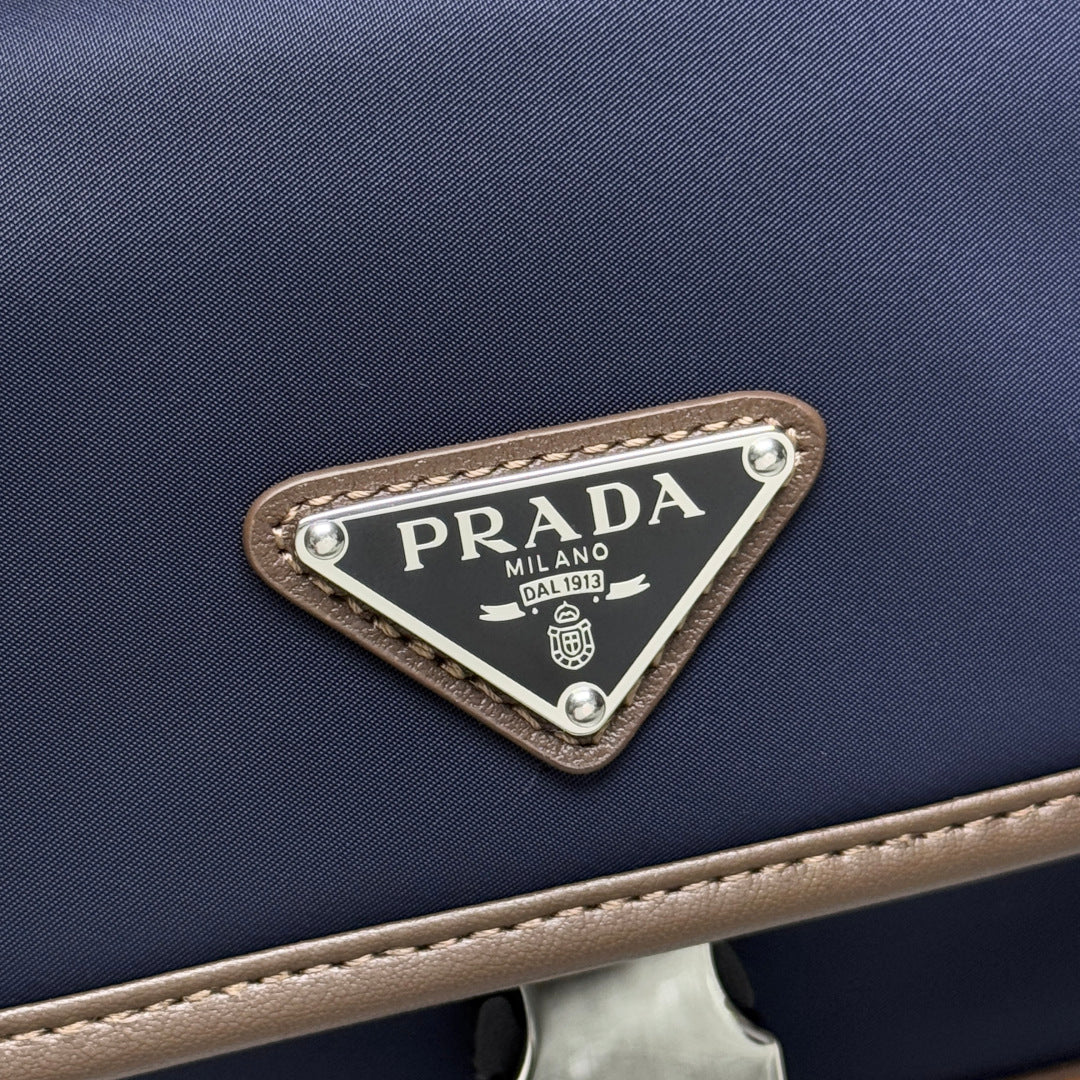 Blue/Coffee Re-Nylon & Leather Belt Bag