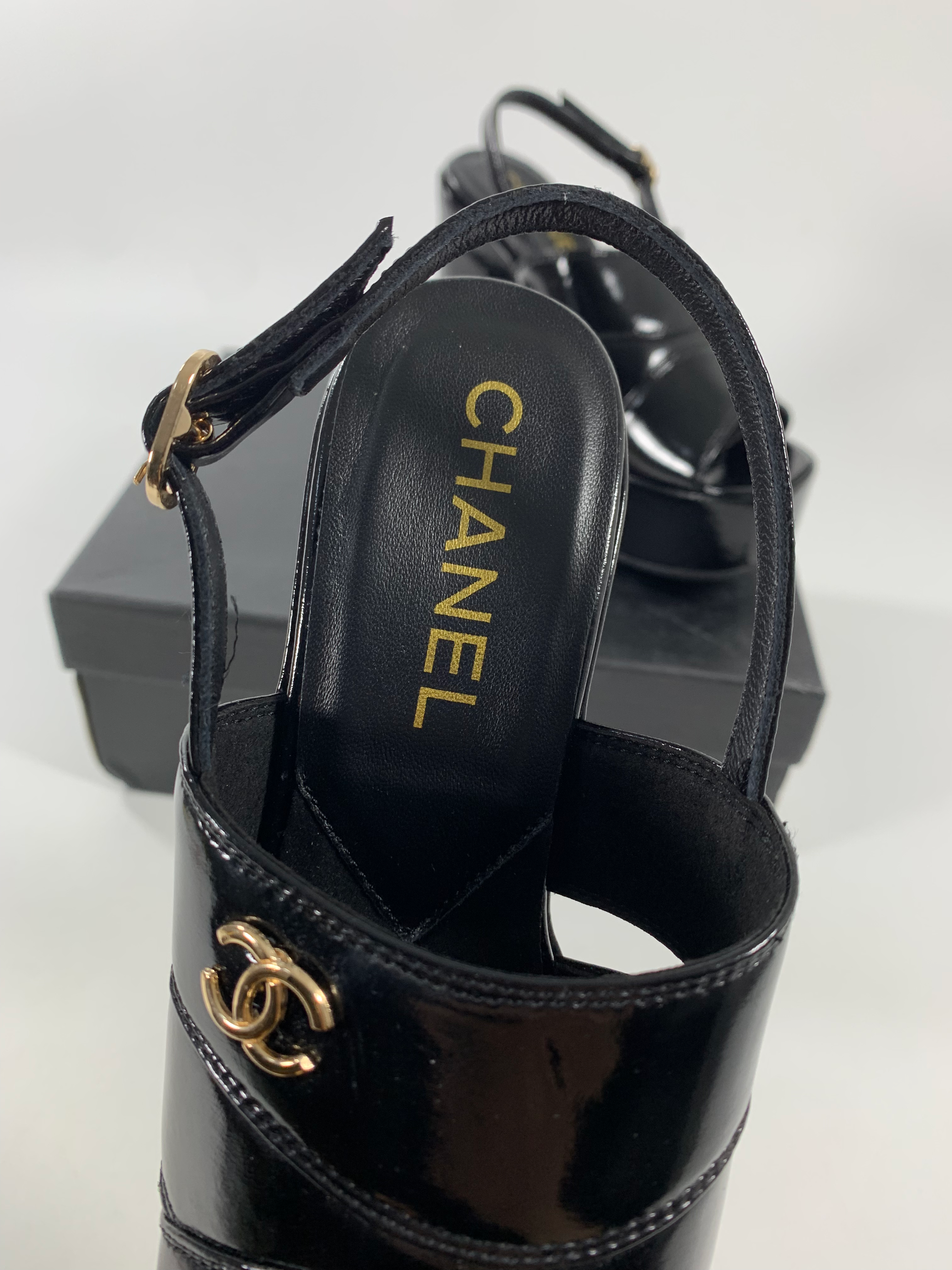 Black C Patent Sandals