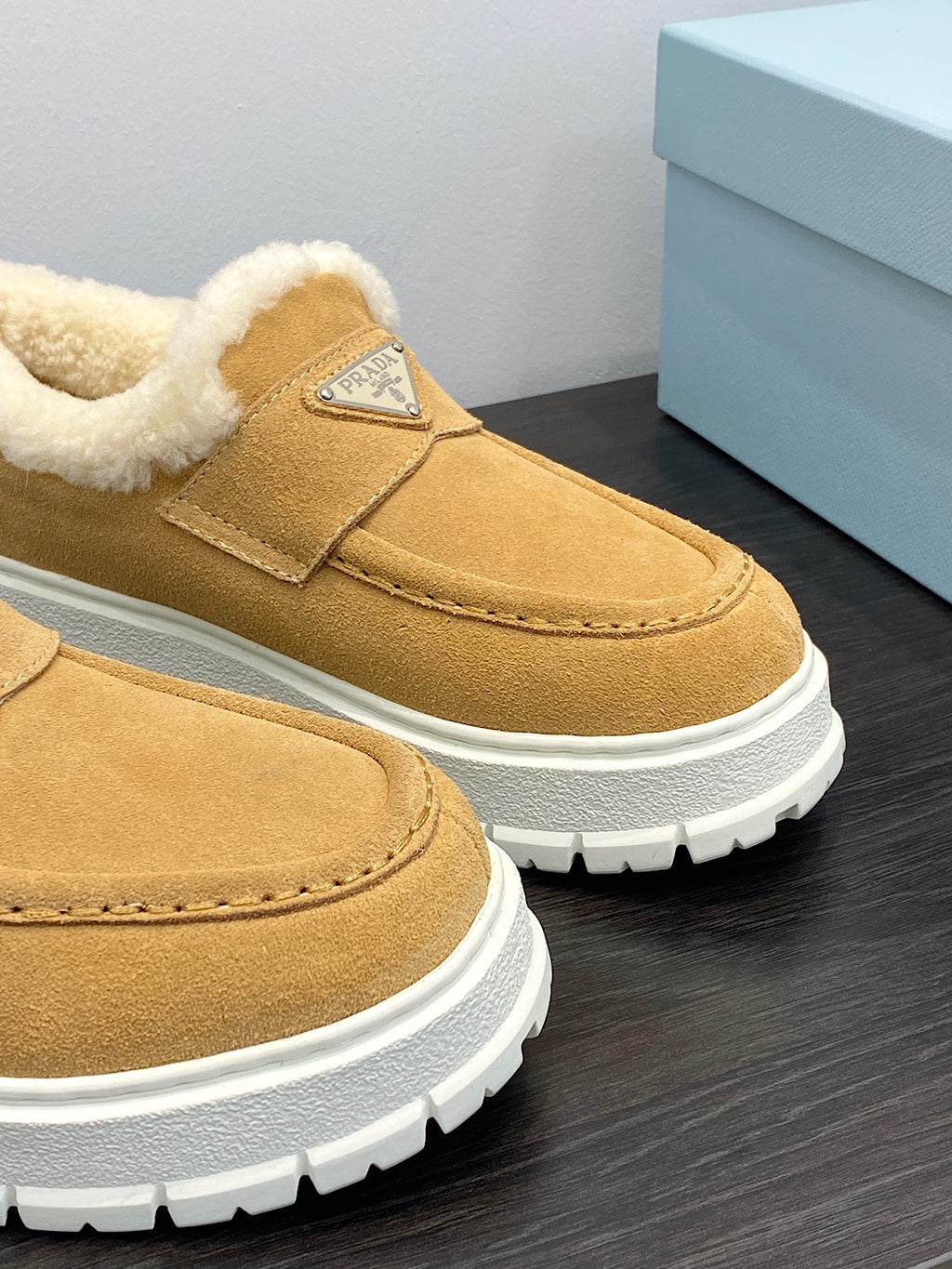 Ecru Suede Loafer Booties